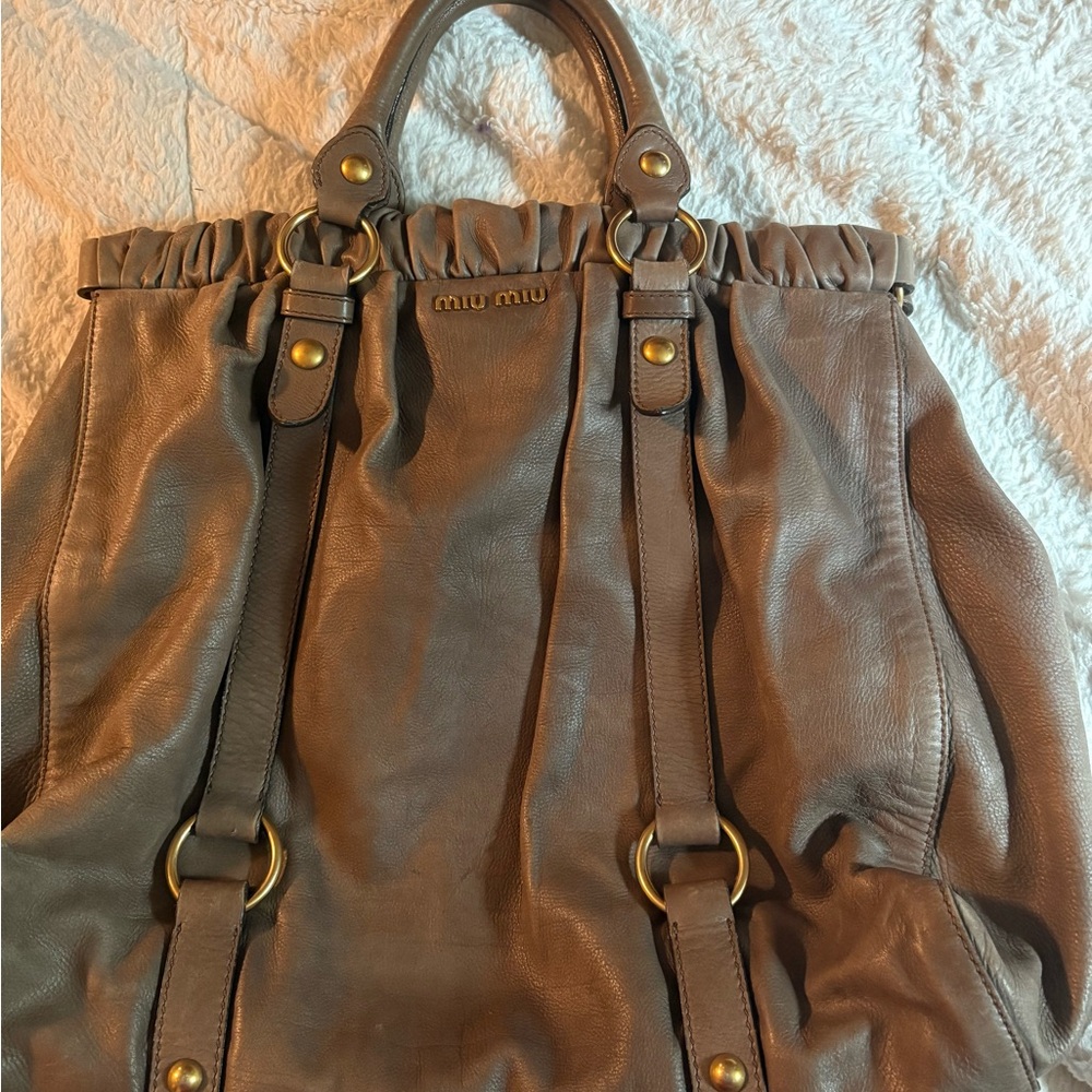 Miu Miu Brown Leather Tote with Vintage Charm